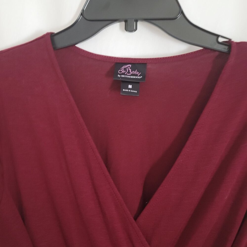 Oh Baby! Motherhood Top Medium maternity stretch embellished tie cranberry wine - Picture 7 of 10